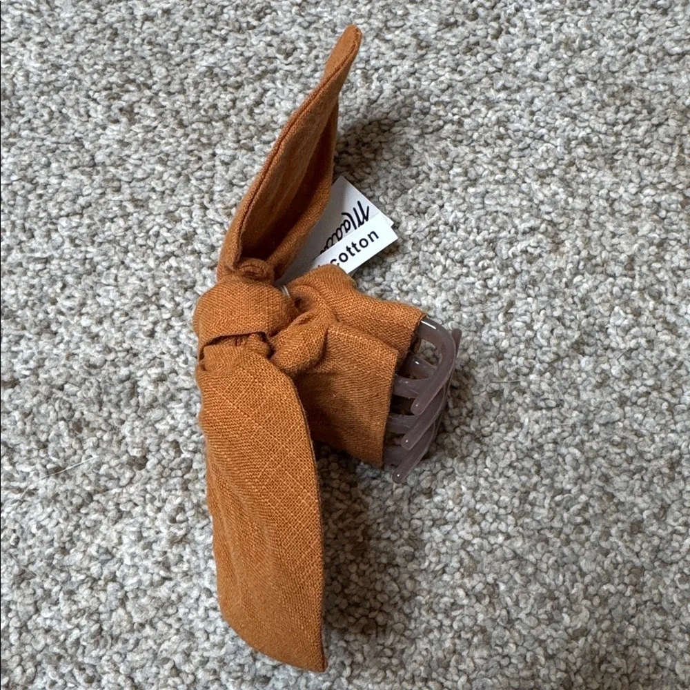 Madewell Bow Claw Hair Clip Ochre Fresco Cotton Hair Accessory NWT